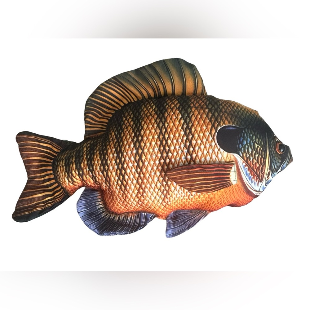 Blue Gil Large Decorative Fish Pillow Man Cave Cabin Decor 22”